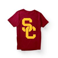 USC Trojan Team Trojan Cardinal Large Oversized Gold SC Interlock T-Shirt